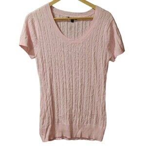 Gap Baby Pink Cable Knit Cotton Short Sleeve Top LG